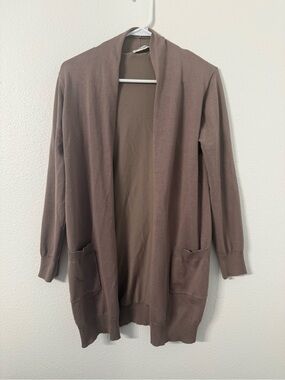 Grace Karin Open-Front Long Cardigan in Taupe Brown
